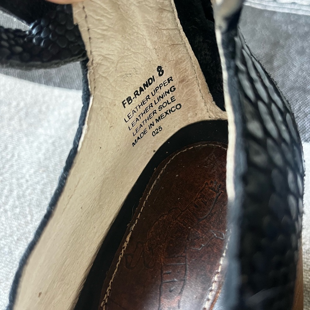 Freebird by Steven Black Faux-Snakeskin Ankle Wrap Block Heels - Picture 7 of 8
